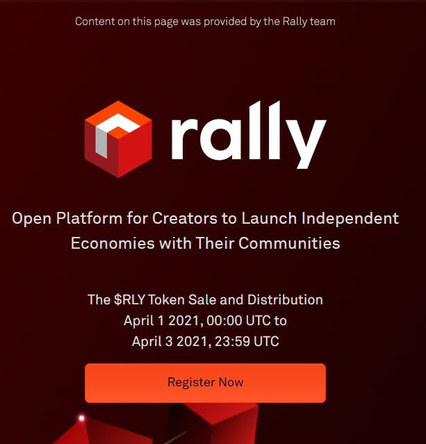Распродажа Rally (RLY) на Coinlist